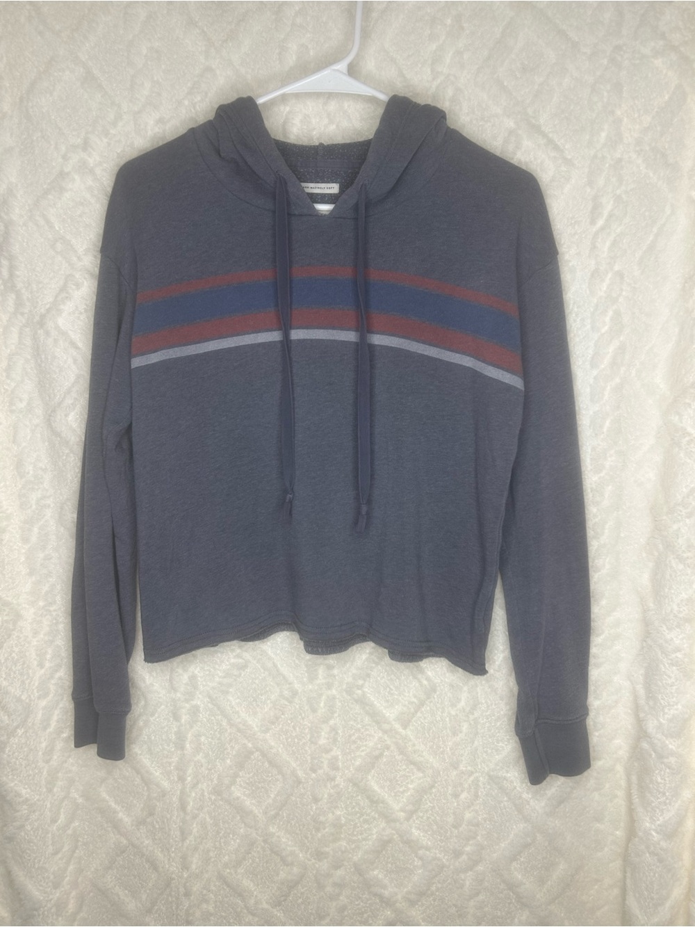 American Eagle Outfitters Navy Hooded Stripe Sweatshirt
